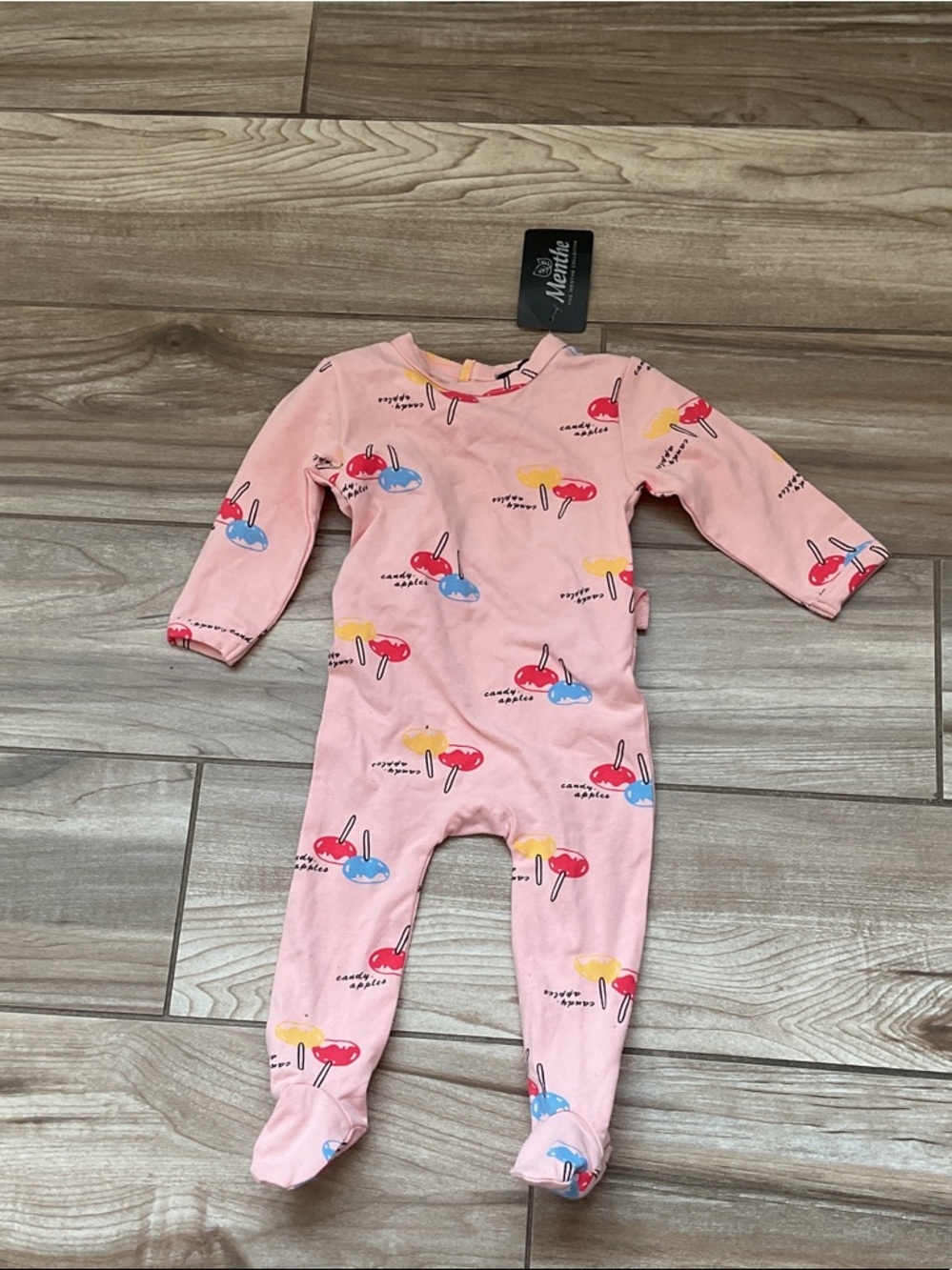 Pink candy apple Print One-Piece Baby girl footie